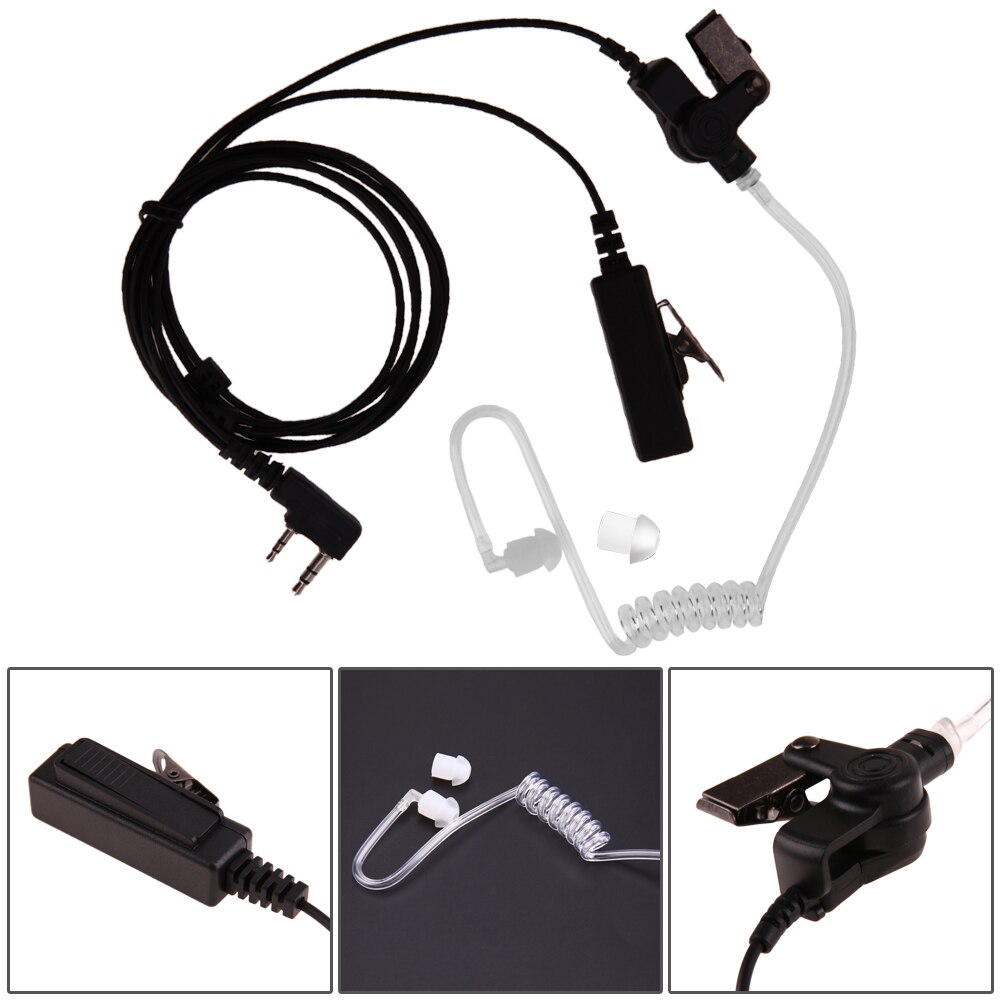 Praktisches, verdecktes 2- pin-ohrhörer-mikrofon mit akustikschlauch für baofeng kenwood uv- -5r- strahlungsgeschützte kopfhörer