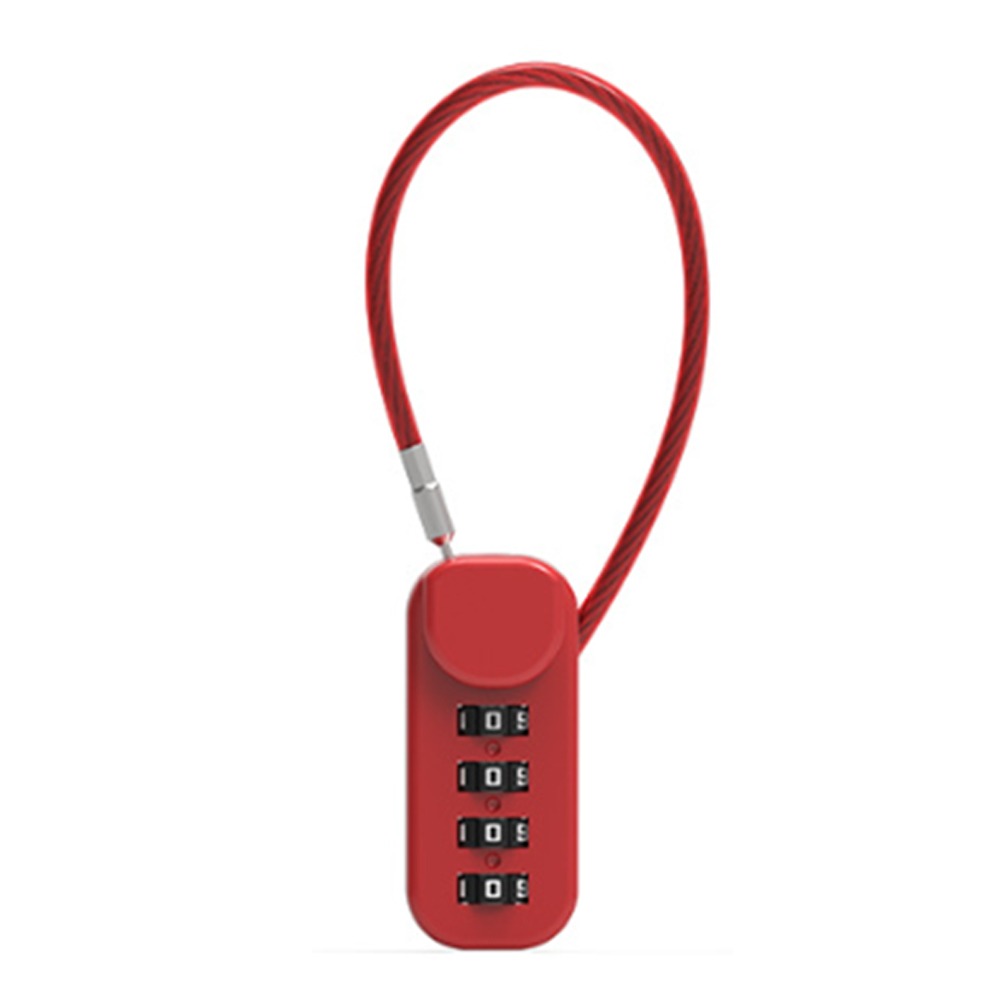 Draagbare zinklegering 4-cijferig wachtwoordslot Draadkabel Anti-diefstal Rugzak Ritsslot Hangslot Bagage Combinatieslot Reizen: Blue