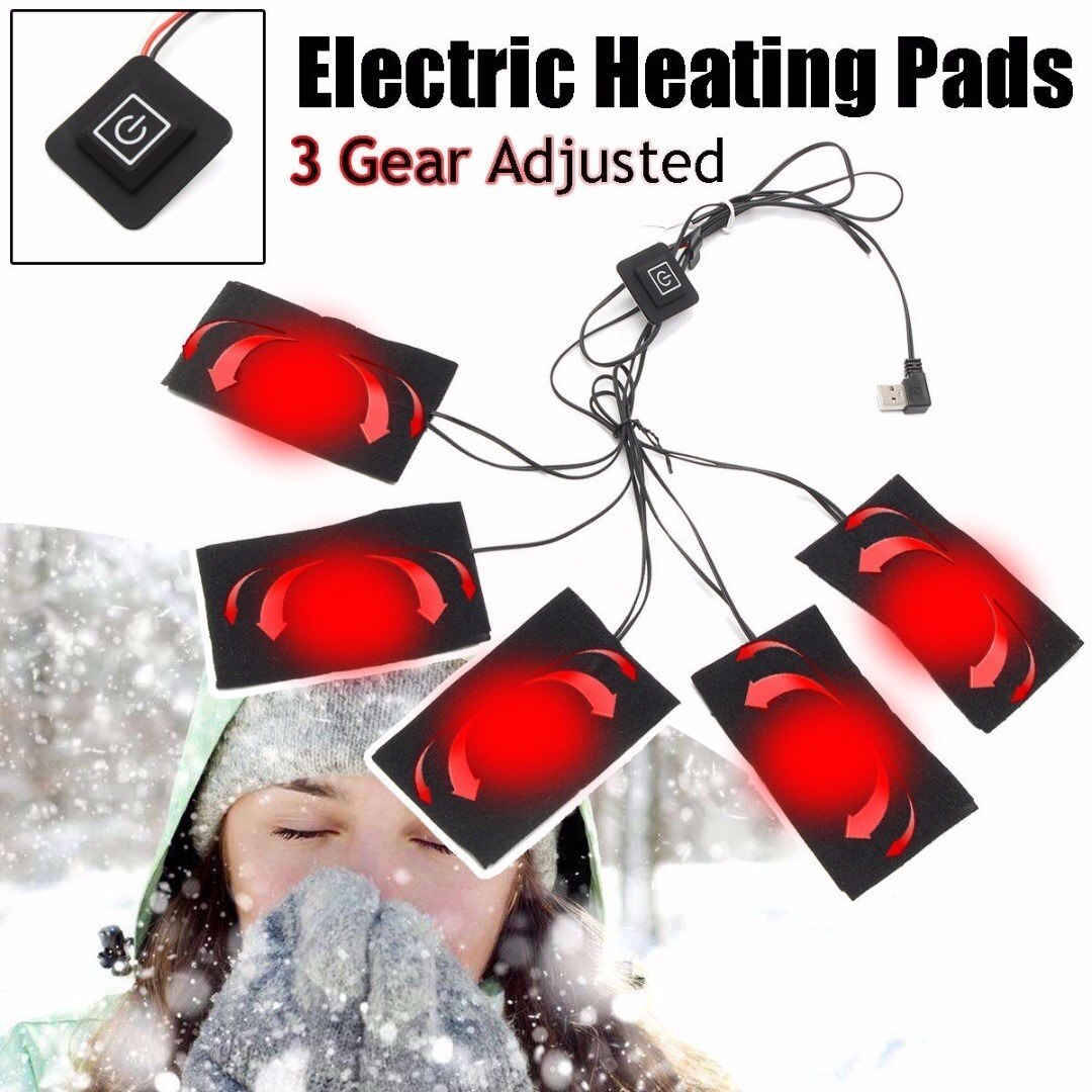 5pcs Pads Elektrische Kachel Pad Kleding Heater USB Body Warmer Jas Zwart Warmer Pads Verwarming