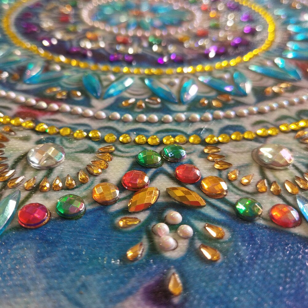 4 STKS DIY Diamond Painting Mandala Tray Diamond Art Schilderen Pallet Handgemaakte Houten Dienblad Diner Plaat Theeblad Koffieblad