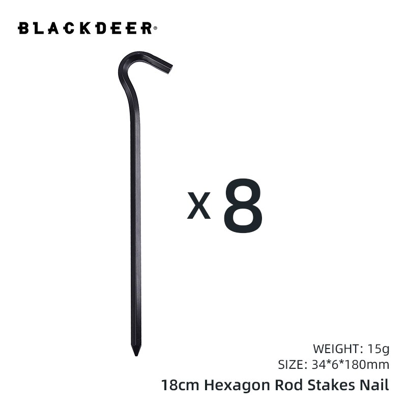 BLACKDEER 8pcs Outdoor Camping Nail Pegs Tent Aluminum Alloy Hiking Hook Nail Tent Stake guy line Wind rope buckle accessories: Black Hook(8pcs)
