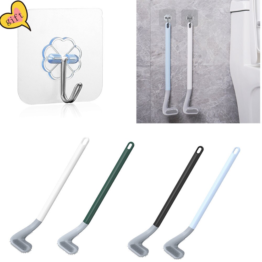 Long Handle Toilet Cleaning Brush Silicone Toilet Brushes for Bathroom Toilet Cleaning Brush Bendable Silicone Brush Head