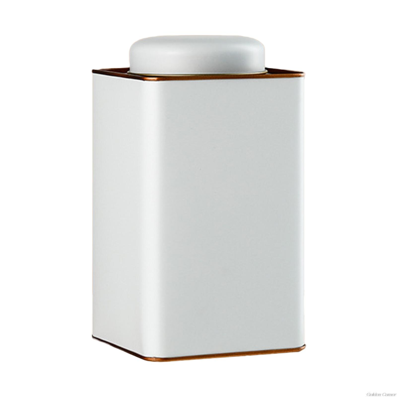 Metal Tinplate Box Square Tea Jar Container Green Tea Storage Box Cans for Food Coffee Herb Candy Chocolate Sugar Spices M21 22: -W02