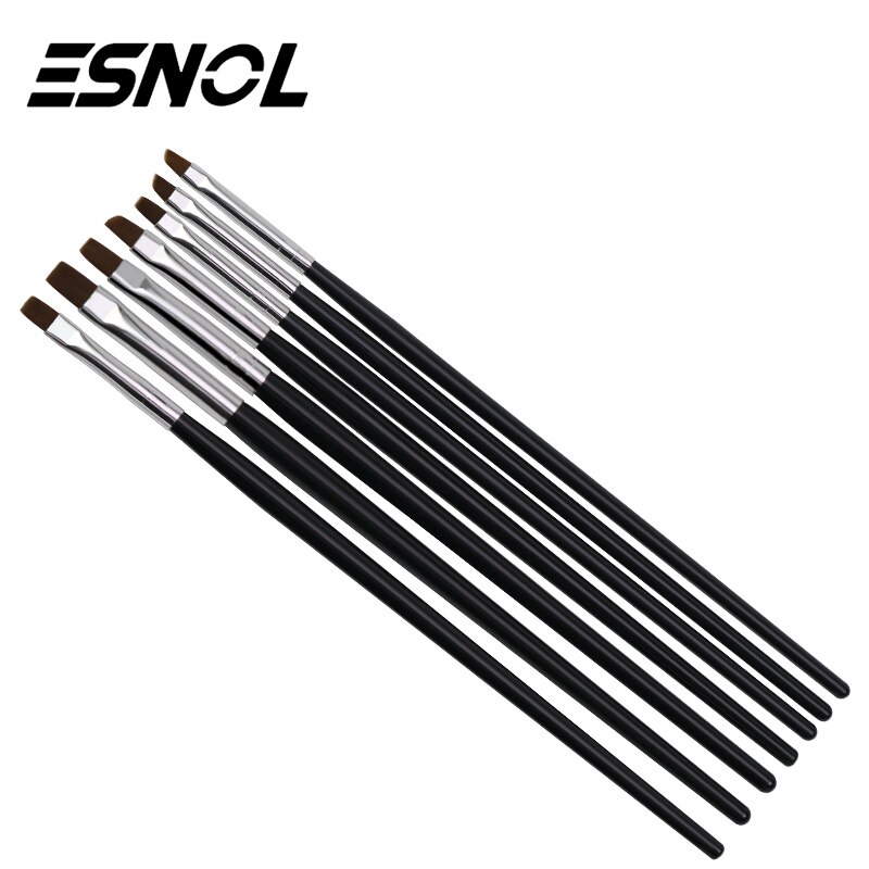 Esnol langt hår negle liner tegning maleri pensel ultra-tynd linje pen træhåndtag nail art værktøj negle diy udstyr: 03