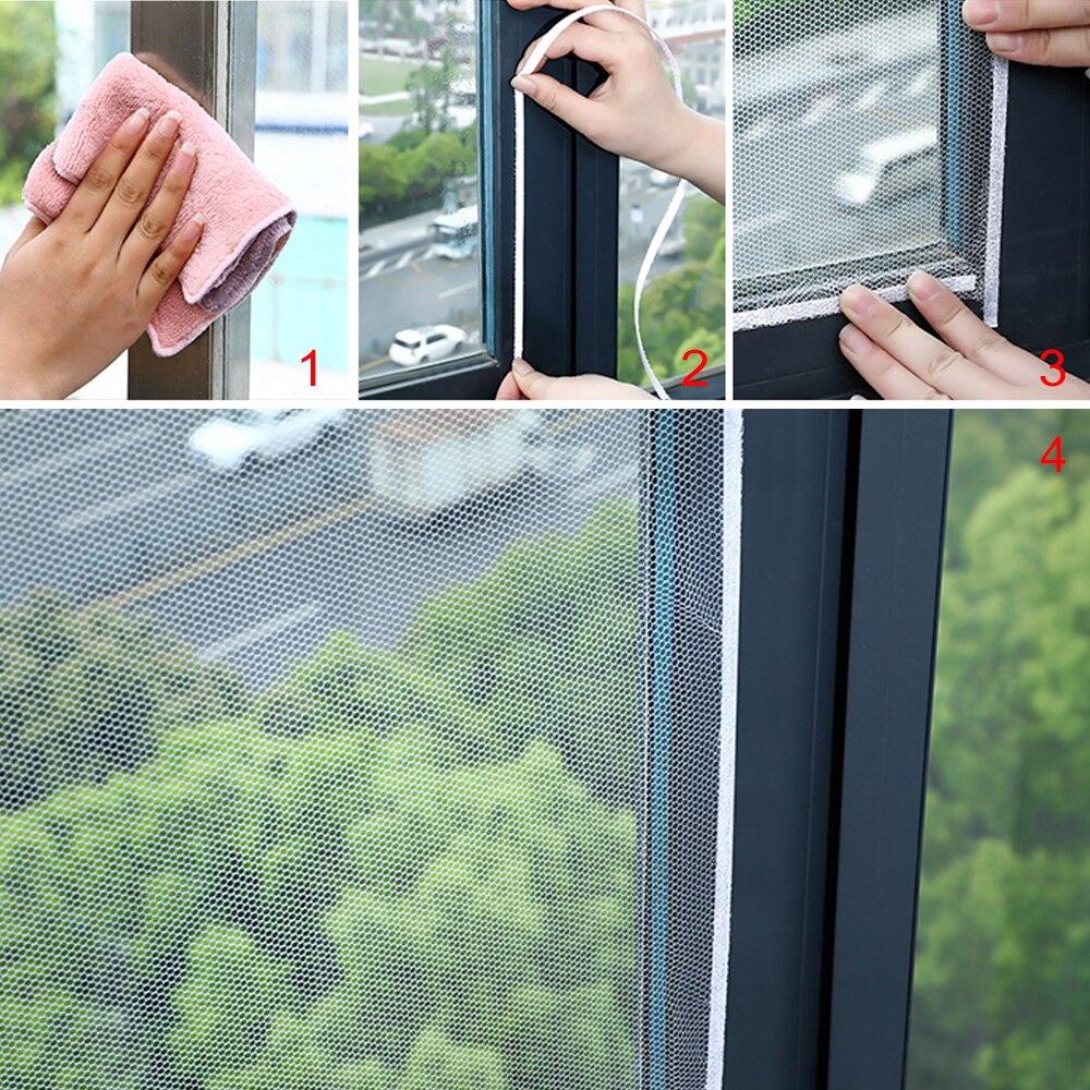150 x 130cm zomer anti-muggen raam klamboe diy raam insectennet mesh zelfklevend onzichtbaar net met magische sticker