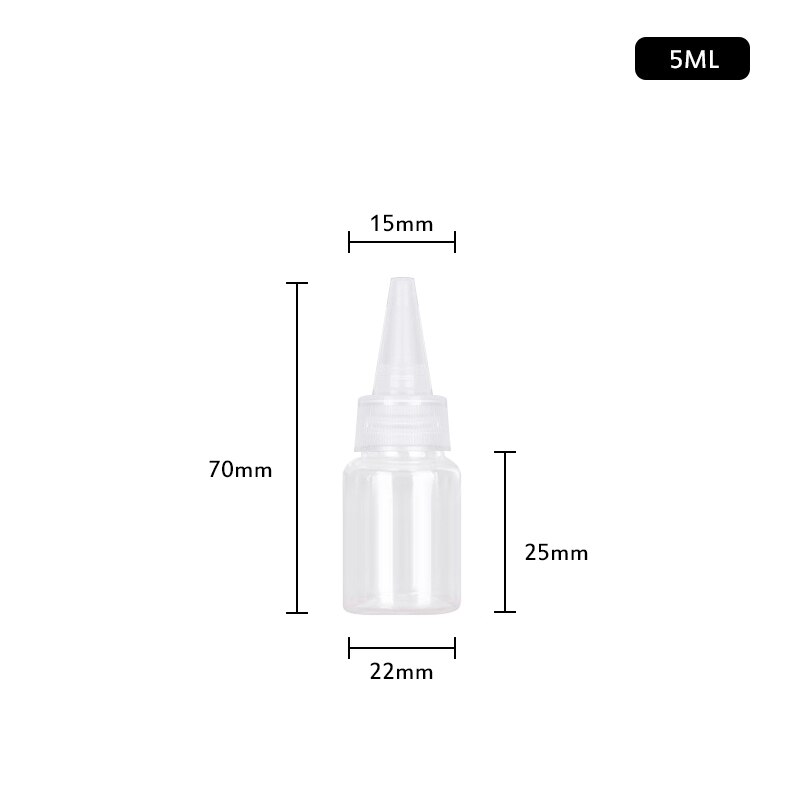 Gennemsigtig plastik næb flaske tom flaske underflaske squeeze emulsion små tomme flydende maling flaske spids farvestof flasker: 5ml