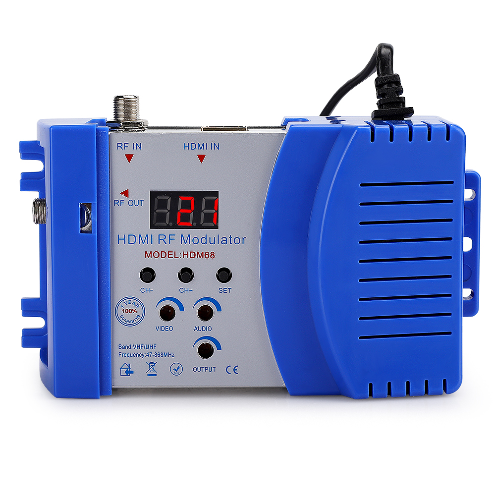 Modulador HD HDM68 Digital RF, frecuencia VHF/UHF, accesorios de ordenador, enchufe europeo de 100-240V, modulador Digital HD