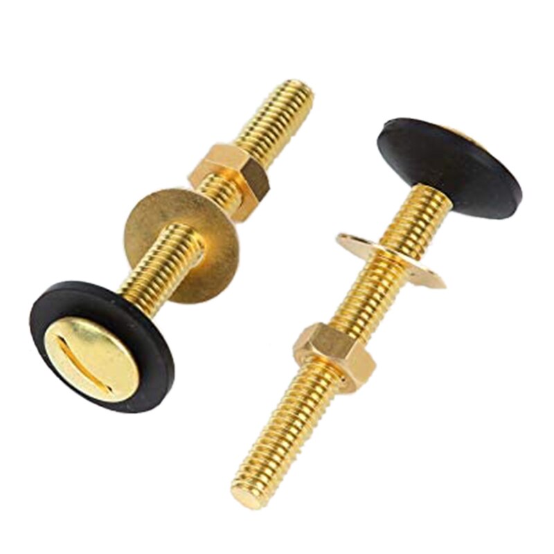 2 PCS Toilet Bolt Brass Toilet Tank Screw Fixing Bolt Heavy Duty Bolt with Waterproof Rubber Gasket and Brass Gasket