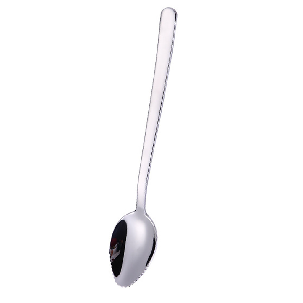 1 pc Colorful Handle Spoons Drink Tools Kitchen Gadget Fruit Food Scraping Aid Kitchen Restaurant Bar Supplies HX0812: Silver