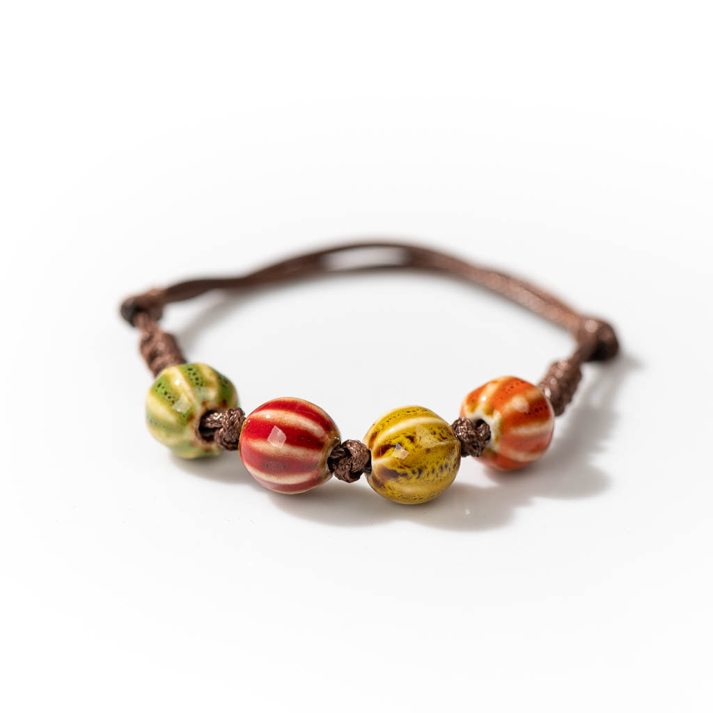 Handgemaakte Keramische Retro Stijl Kralen Maat Verstelbaar Armband Lage Prijs Items 1H504: Licht Geel Goud Kleur