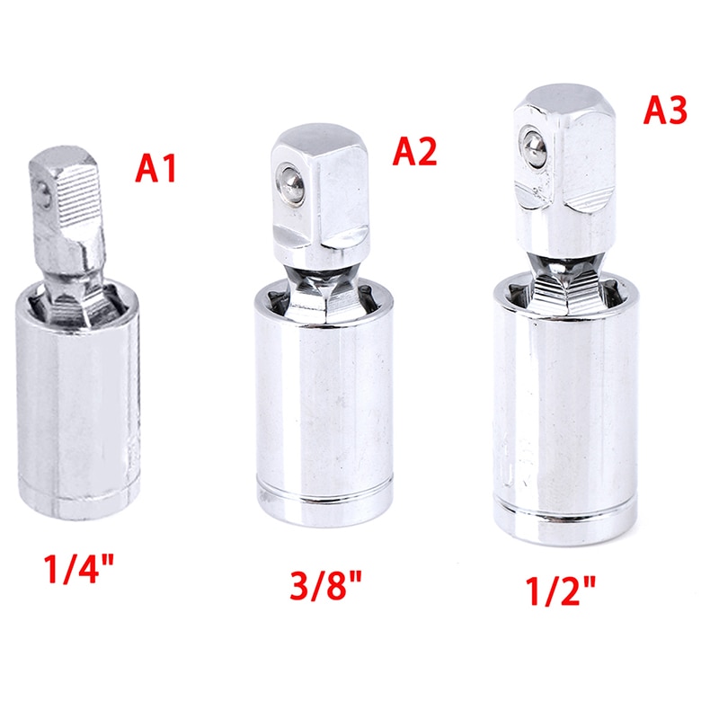 1/4" 3/8" 1/2" Universal Joint Set Ratchet Angle Extension Bar Socket Adapter Manual And Pneumatic 360 Rotary Adapter