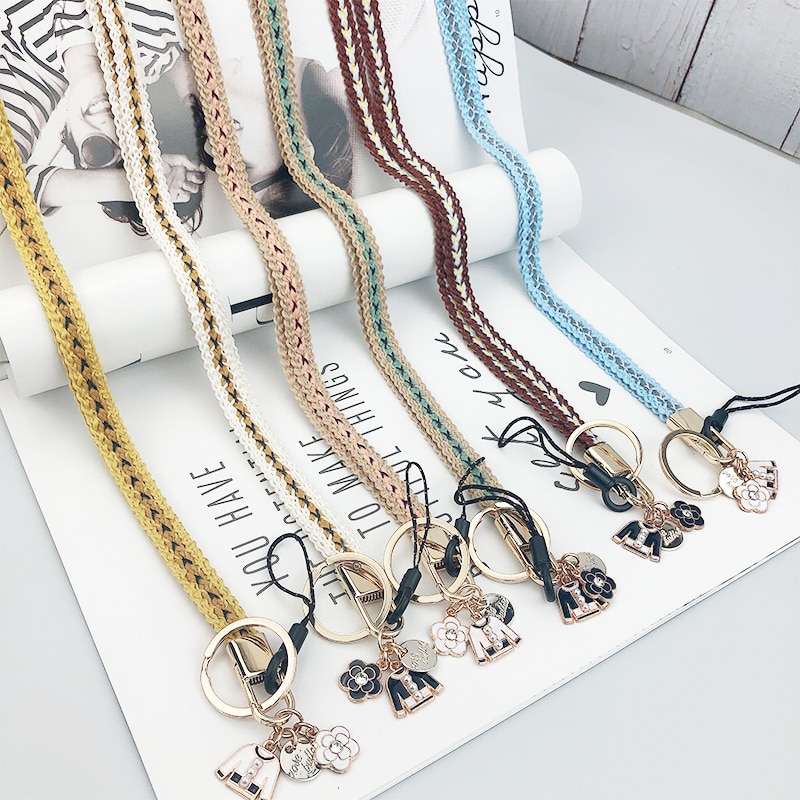 Braided neck rope accessories For iPhone 11 Charm ID card gym key USB badge holder lanyard