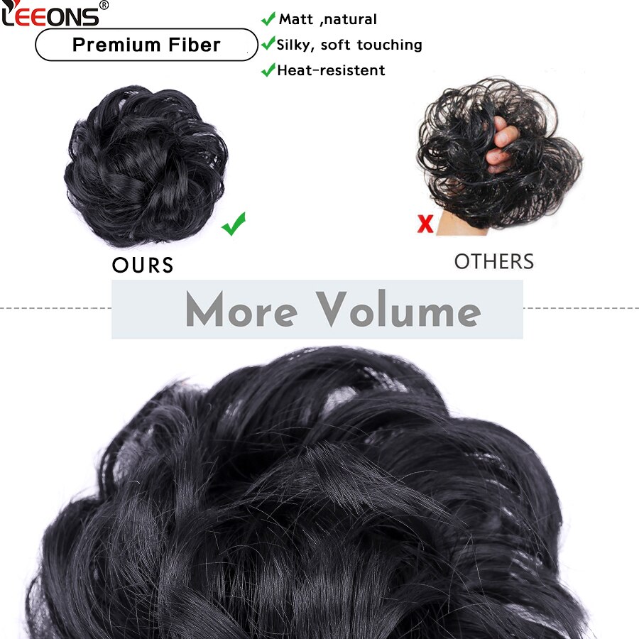 Syntetisk hår knold updo hair extensions rodet knold hår stykke hår scrunchies bølget hestehale hårstykker hår tilbehør til piger