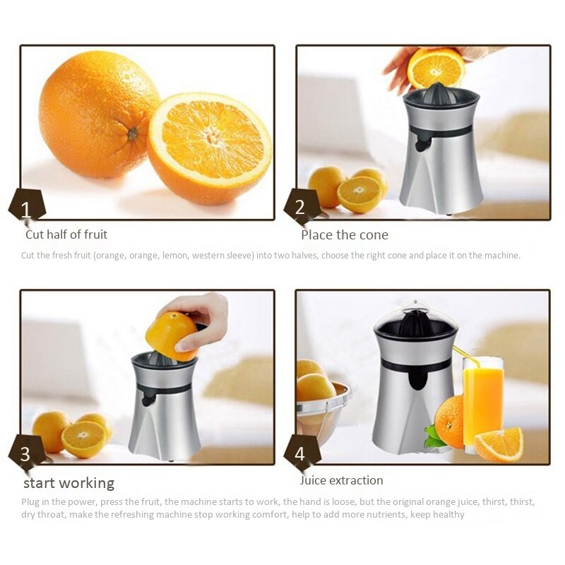 50W Elektrische Juicer Rvs Citrus Oranje Fruit Citruspers Sapcentrifuge Sap Presser Fruit Drinken Machine Uk P