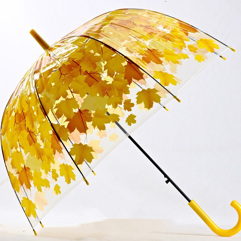 Woman Umbrella 4 Colors Parasol Cute Fresh PVC Transparent Mushroom Leaves Cage Arch Umbrella Child Long/Rain Umbrella