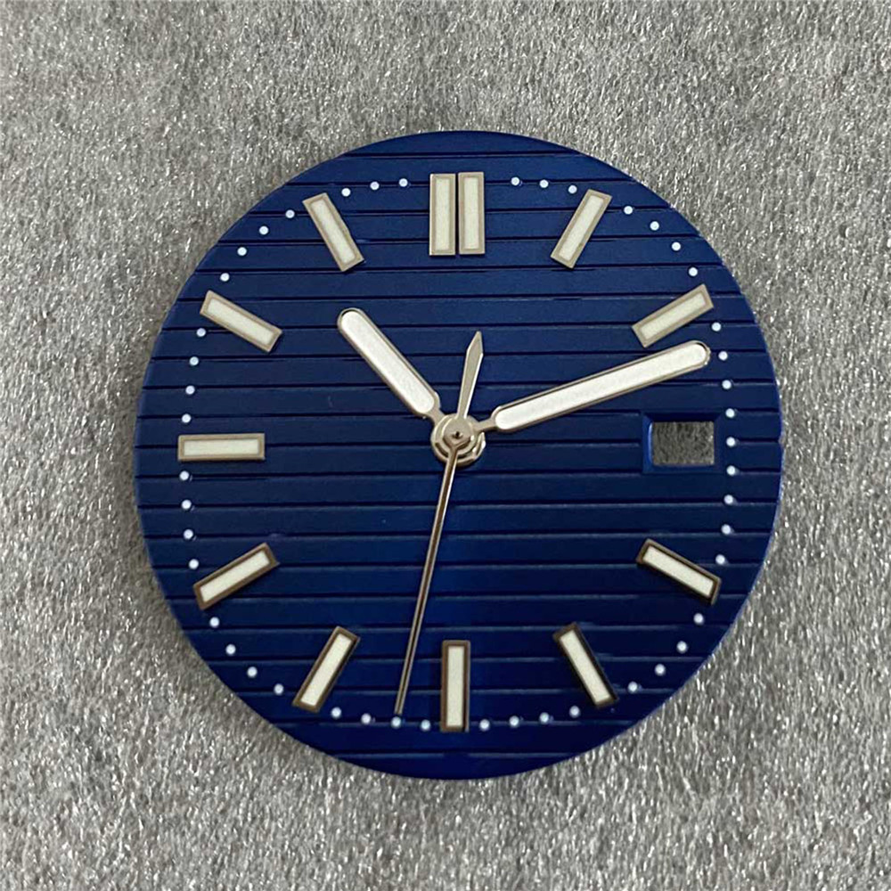 30.5MM Watch Dial + Hands Green Luminous Strip Nail Dial for NH35/NH36 Watch Movement Modification Kits: Blue