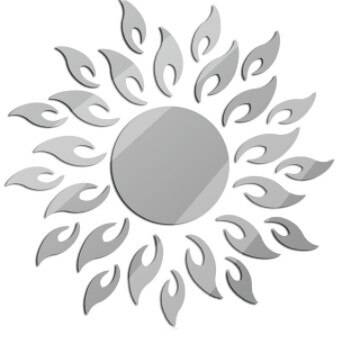 Espejo Adhesivo de pared decorativo 3D removible con girasoles y flores a la , vinilo para decoración del hogar, espejos DIY, decoración artística: Silver B