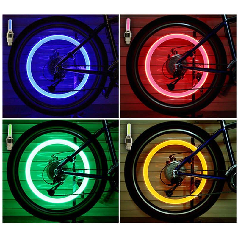2Stck Fahrrad Motorrad LED-leuchten Reifen Rad Ventil Kappe Licht-Auto Reifen Ventil Kappen Luft Abdeckung Reifen Felge ventil Rad Stengel Deckel