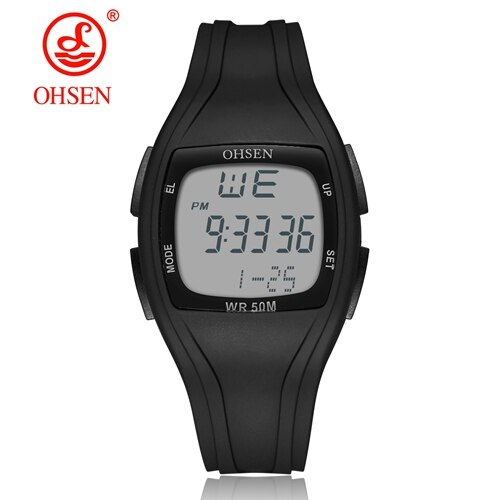 Digital Led Women Sport watches Blue silicone waterproof Lady Watch girl boy wristwatch stopwatch relogio feminino: Black Watch