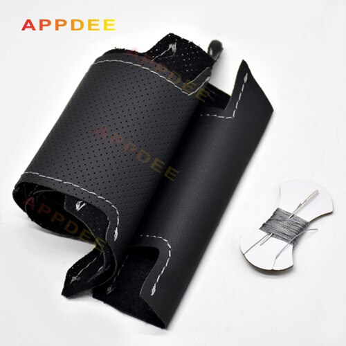 Håndsying av sortere kunstskinn rattdeksler til hyundai  ix35: Grå tråd