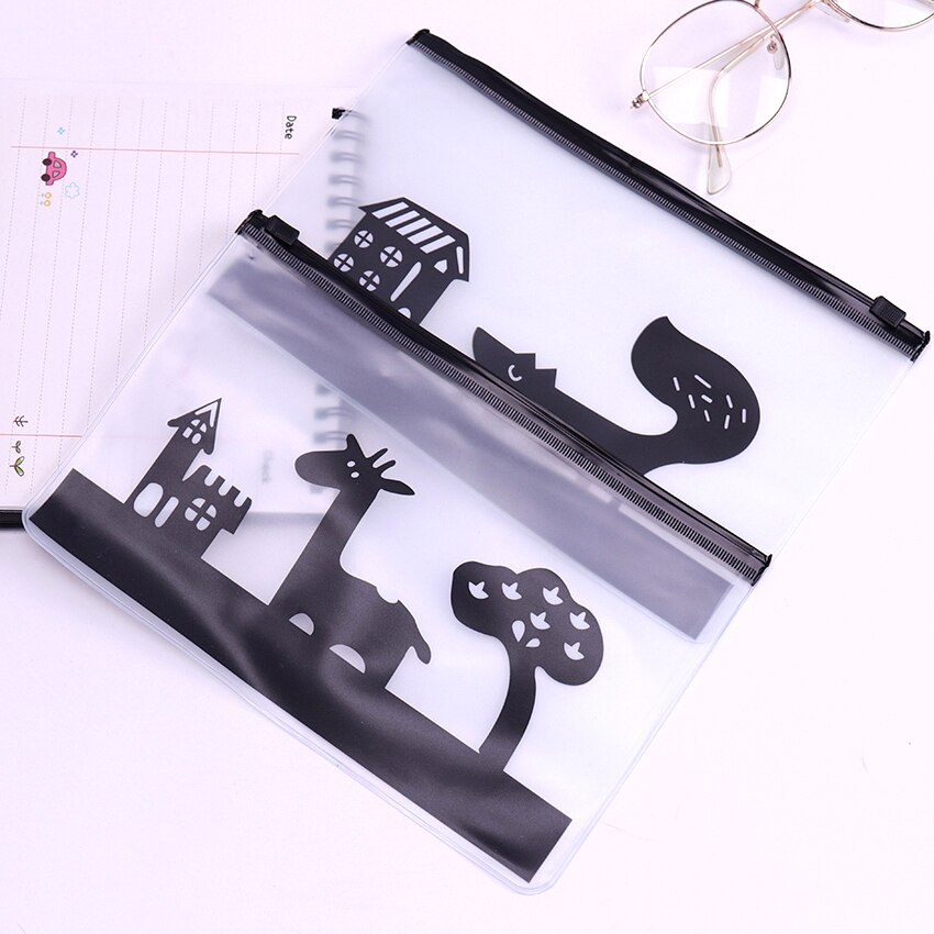 Cartuchera de PVC transparente de animales de dibujos animados material escolar para niños papelería lindo matorral caja de lápices estuche cartuchera
