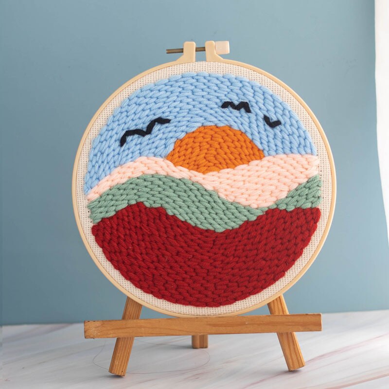 DIY Flower Punch Needle Embroidery Kit Punch Needle Cross Stitch for Beginner Handcraft Wall Painting Home Decor: 5 / NO punch needle kit