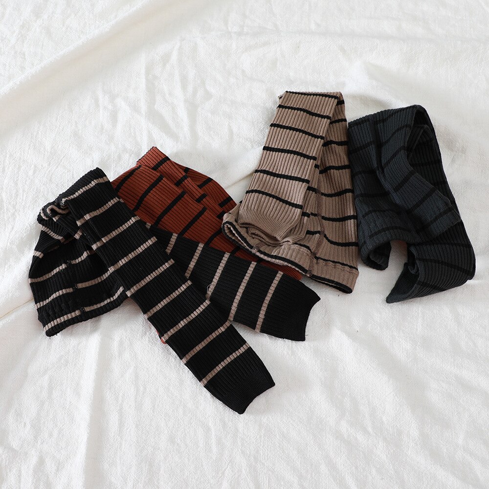 Legginsy dziecięce wiosenne i jesienne czyste bawełniane dziecięce pasiaste obcisłe spodnie z dzianiny dziewczęce śliczne ciepłe spodnie zimowe spodnie w paski