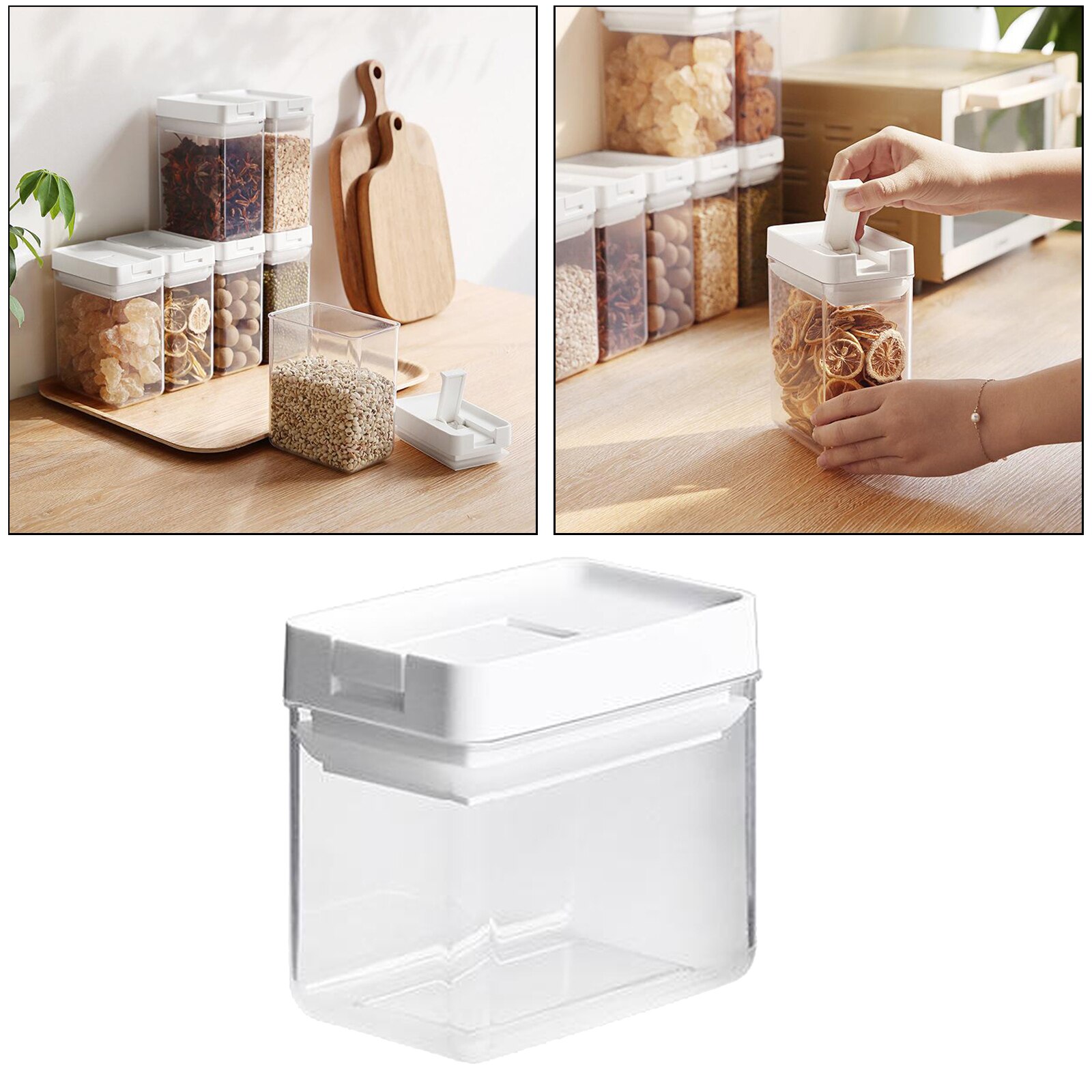 Airtight Cereal Container Clear Food Storage Box Kitchen Pantry Organizer