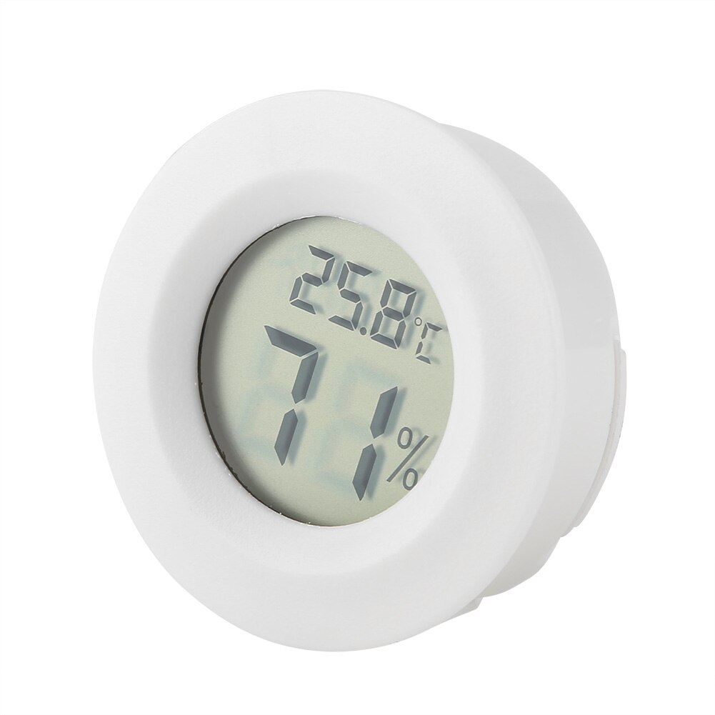 Mini digital lcd termometer hygrometer rund form temperatur fugtighedsmåler til reptilmåler digital termometer