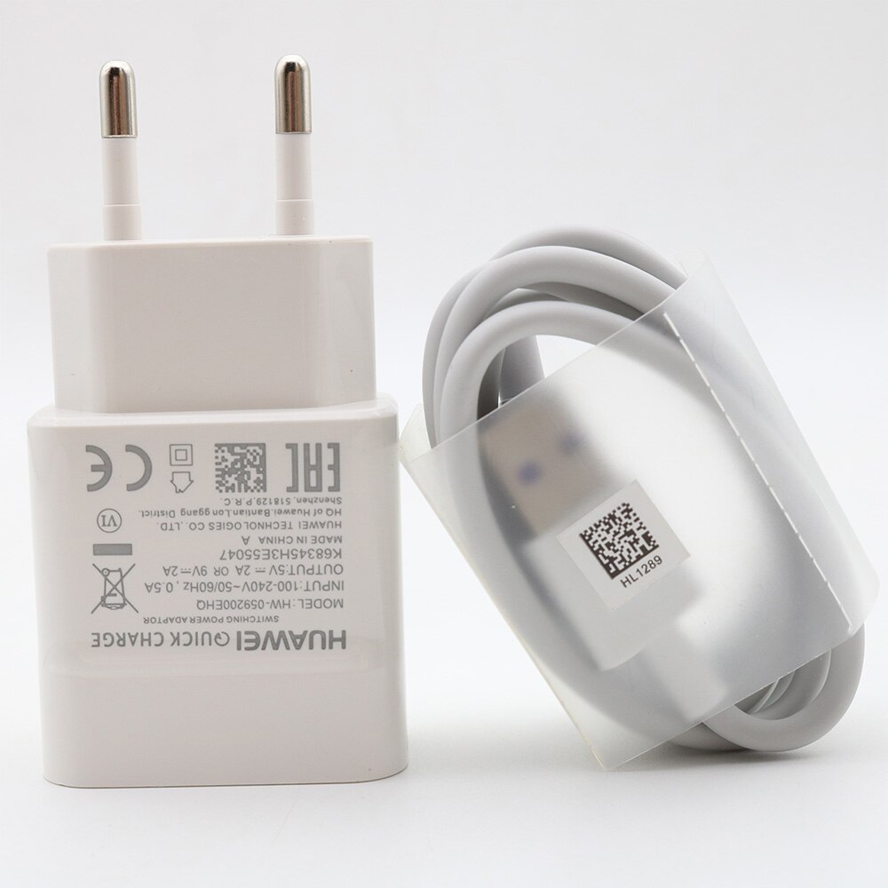 Originales de la UE Huawei cargador rápido 9V2A adaptador de carga rápida para p20 p10 P9 Lite P8 Honor 9 8 nova 2 3 3i 4 4e V10 cable de tipo C: EU cable no packing