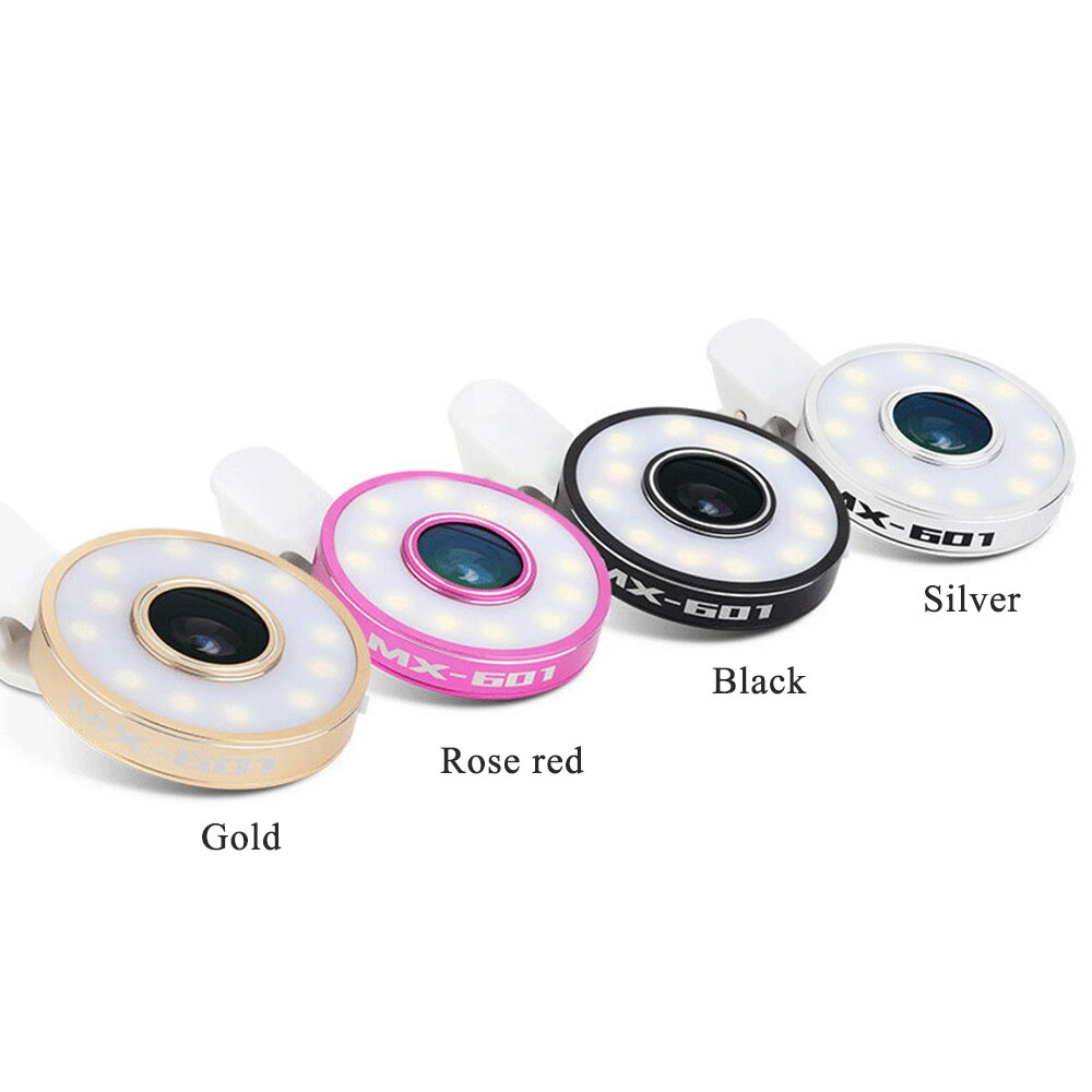 6 in 1 Filling Light 8 LED Ring llight Wide-angle Fish-eye Lens Universal Selfie Phone Lamp Fisheye Lens Phone llight