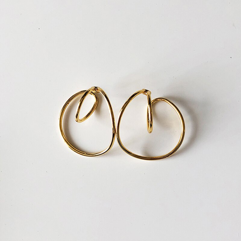 Peri'sBox Gold Silver Color Irregular Twisted Earrings without Piercing Circle Geometric Earrings for Women Minimalist Ear Cuff: Gold 1 pair