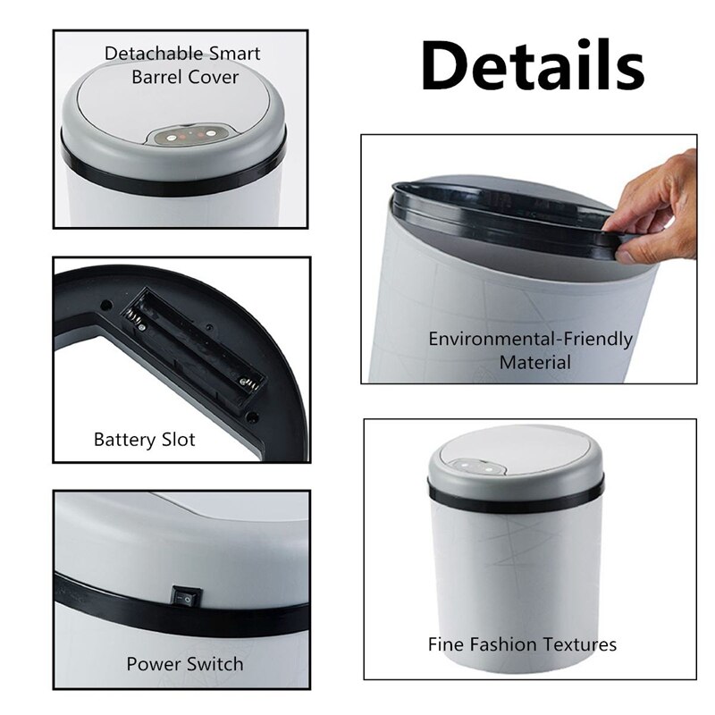 13L Automatic Sensor Dustbin Smart Sensor Trash Can Induction Waste Bin PP Plastic Eco-Friendly Dustbin Household Trash Bin