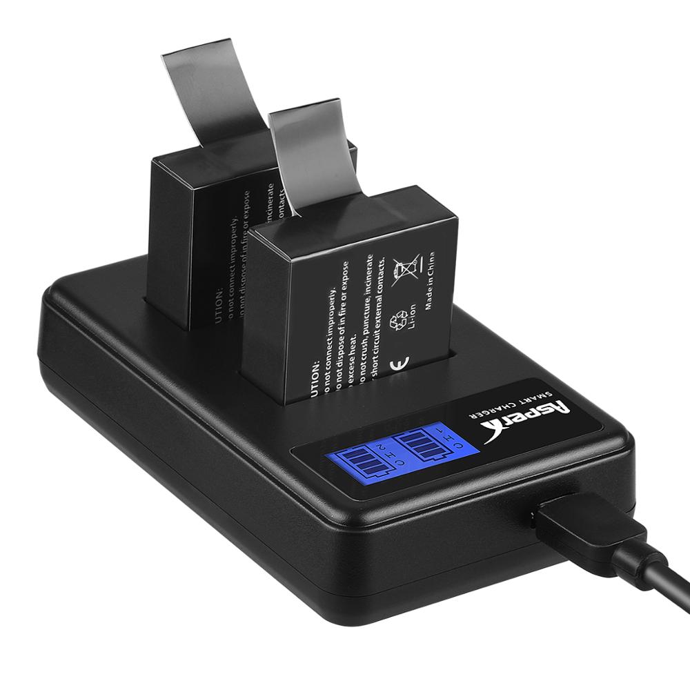 AsperX SJCAM Sj4000 batería + LCD USB cargador Dual para SJCAM SJ4000 SJ5000 SJ6000 SJ8000 EKEN 4K H8 H9 GIT-LB101 GIT PG900 1050