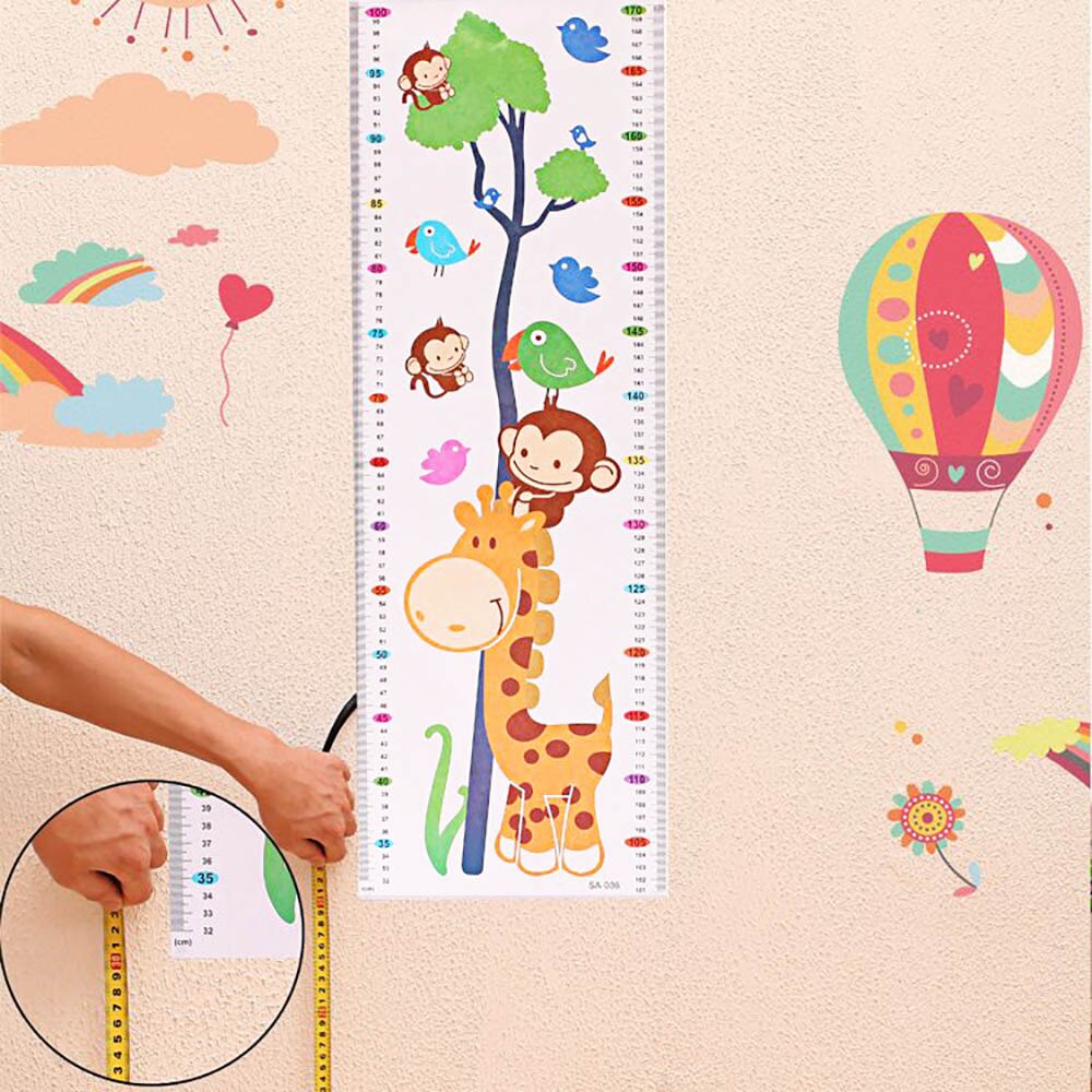 Barn barnrum dekoration tecknad djur tillväxt höjd mäta diagram 1.7m väggdekal dekal
