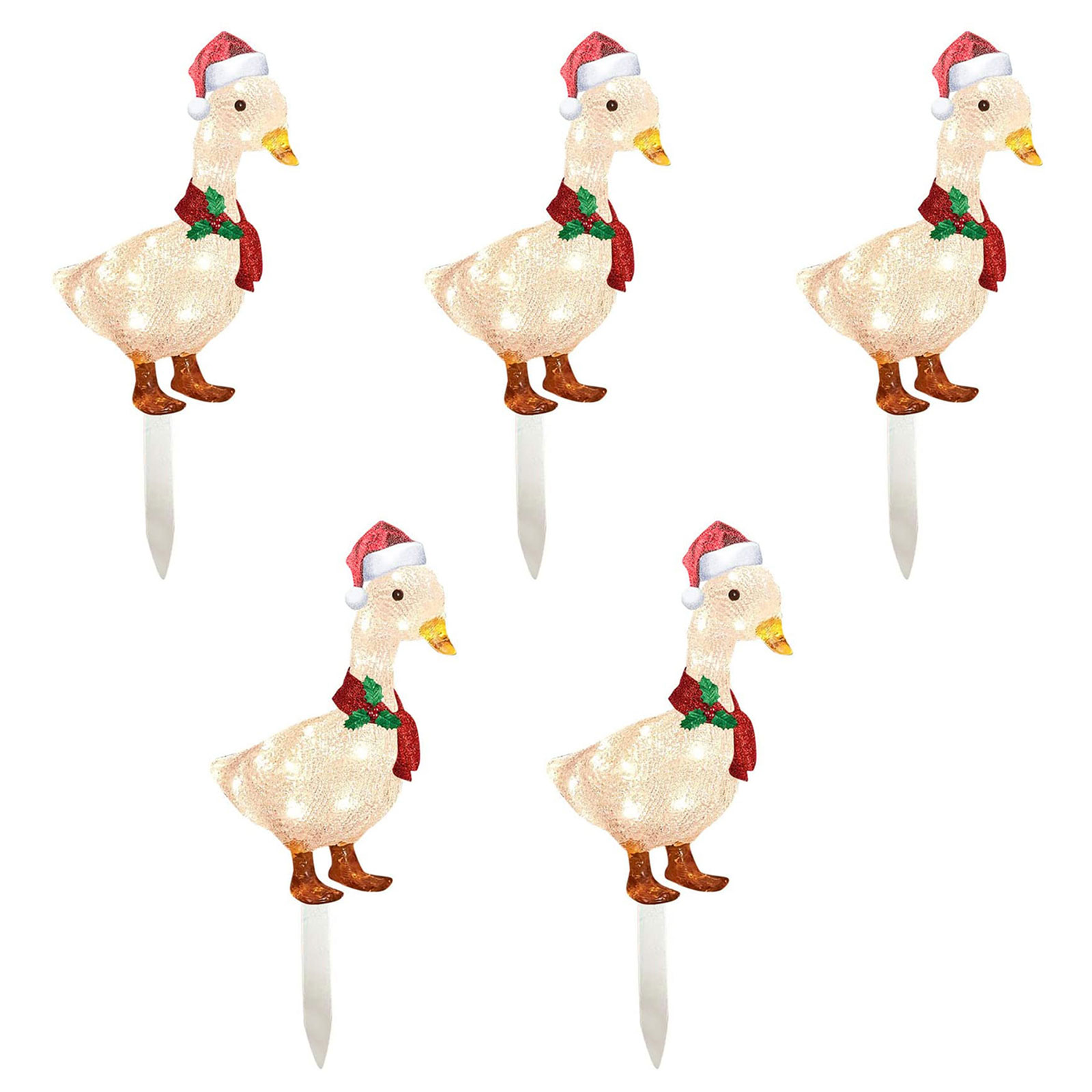 1pc Christmas Light-up Duck Stake With Scarf Christmas Decoration LED Acrylic Duck Statues for Garden Decor Outdoor Navidad