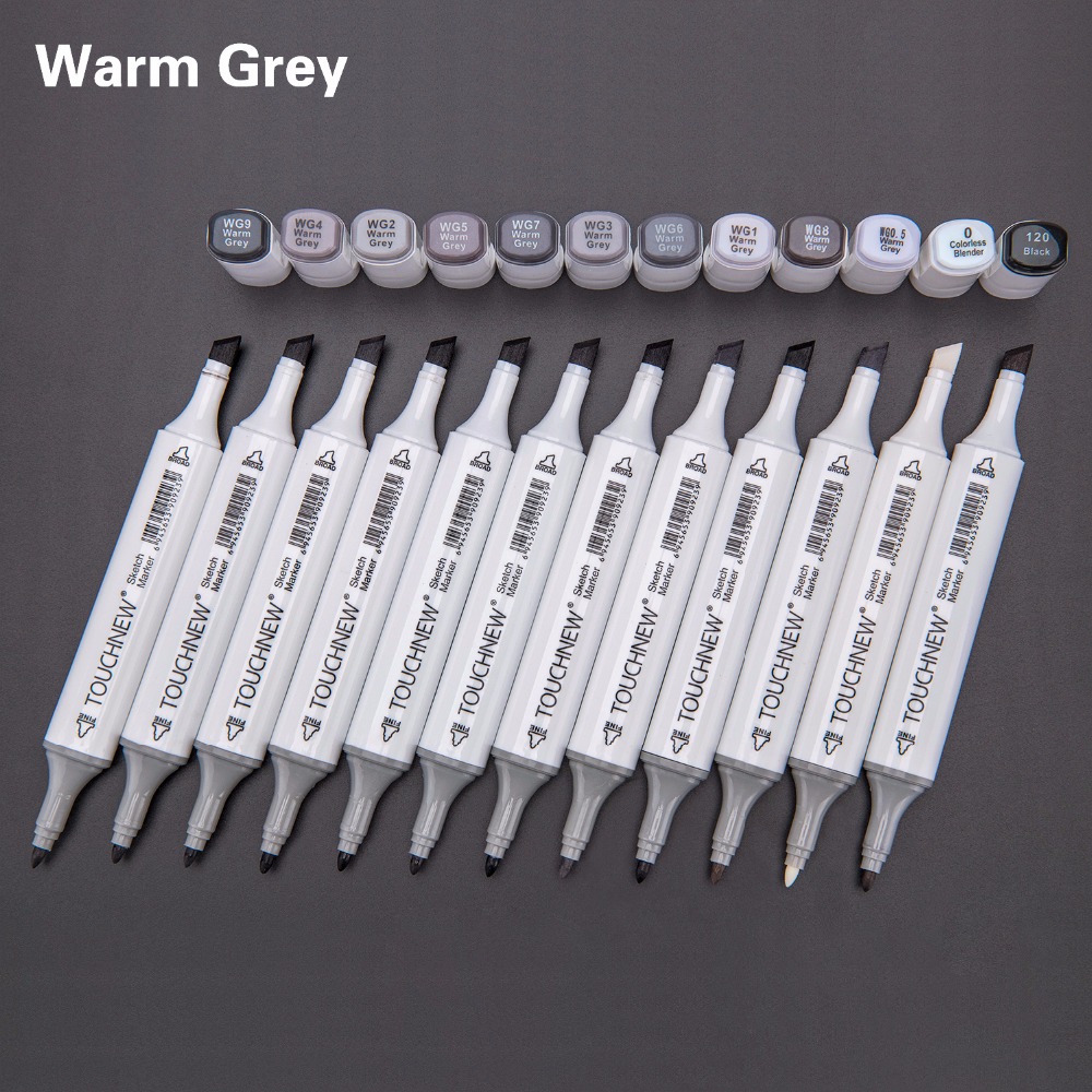 TOUCHNEW 12/30 Kleur Cool Grijs Marker Warm Grijs Marker Set Dual Tips Alcohol Gebaseerde Kunst Marker voor Tekening Manga Mark Art leverancier