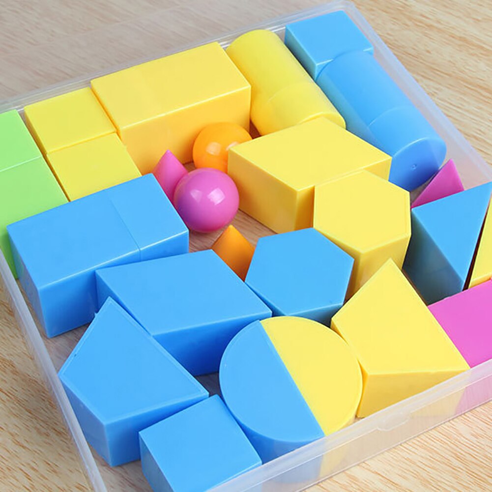 24Pcs Colorful 3D Geometric Solid Colorful Shape Visual Aids Maths Education Student Toy Maths manipulative tool