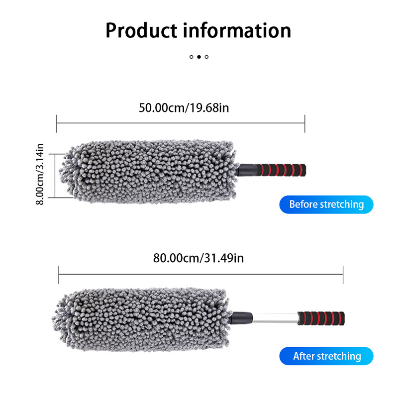 SEAMETAL-cepillo de lavado de coches, depurador de neumáticos de microfibra, cepillo telescópico multifuncional para ruedas, eliminador de polvo de maletero, Herramientas de limpieza de coche
