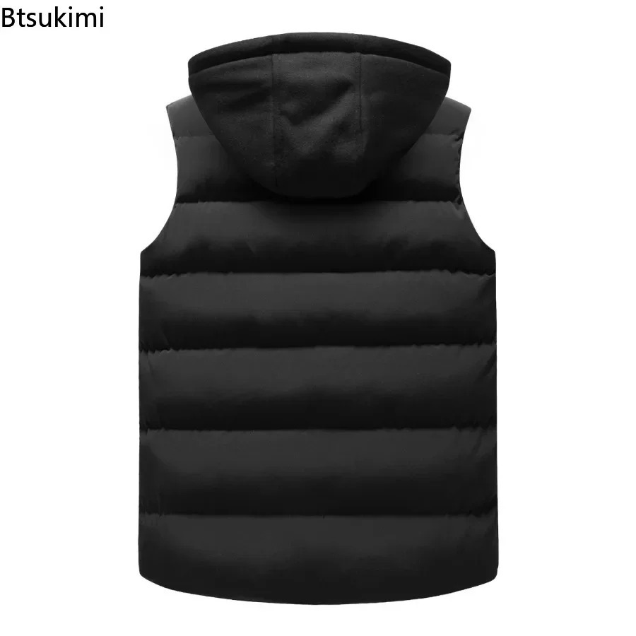 heren casual warm vest met capuchon effen dikker vest herfst winter waterdichte warme mouwloze jassen outdoor vest voor mannen