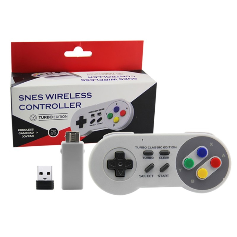 Mini SNES 2.4G contrôleur sans fil SNES classique Super hôte 2.4G mini poignée de jeu Supportting NES/SNES/Wii avec adaptateur Bluetooth