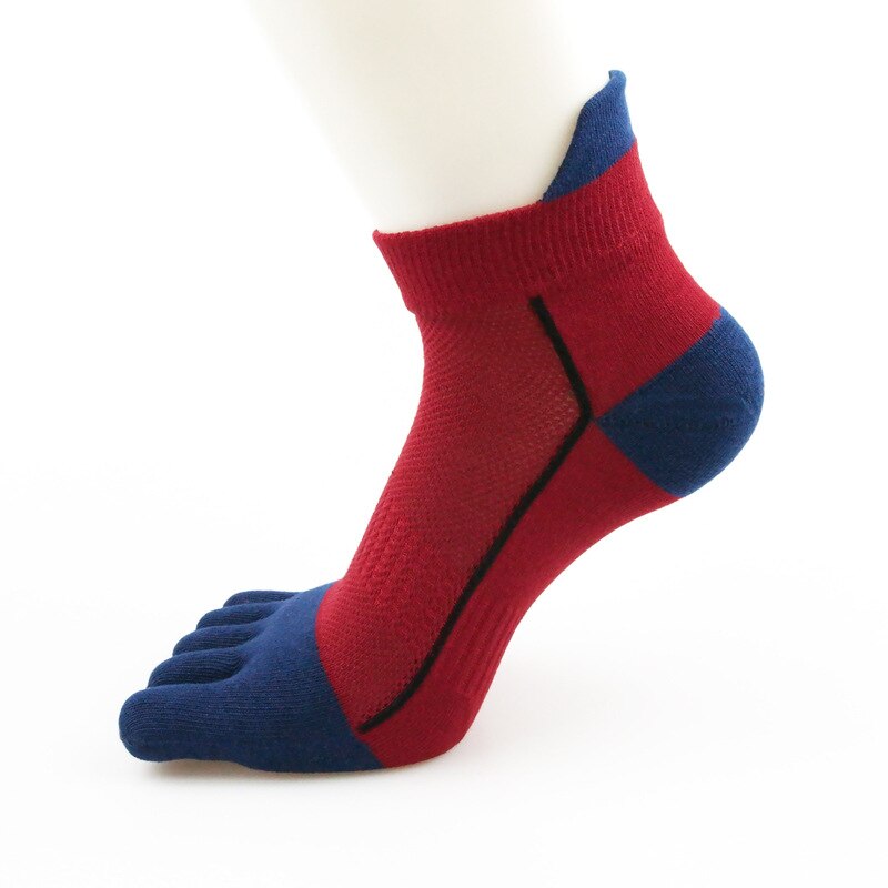 Veridical Katoen Vijf Vinger Sport Sokken Compressie Ademend Kleurrijke Gestreepte Fashions Harajuku Sokken Met Tenen EU39-45: red