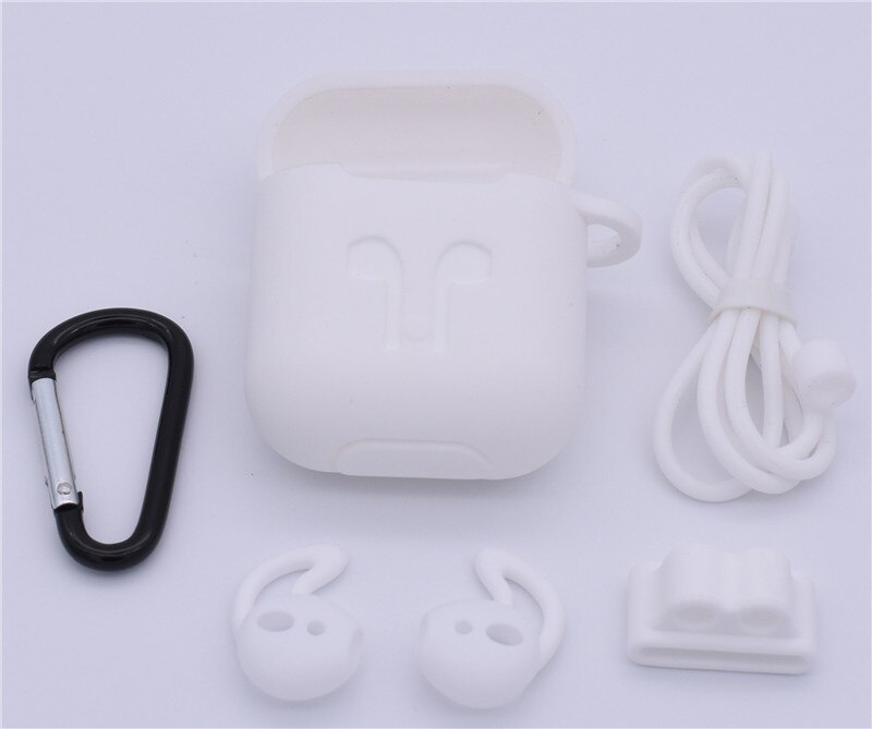 5 teile/satz Silikon Drahtlose Bluetooth Kopfhörer Fall Für Airpods 1 2 Apple TWS Ohrhörer Kopfhörer zubehör Schutzhülle: white Set