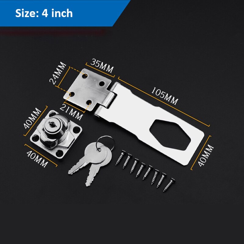 SHGO -Garage Shed Gate Door Hasp Lock Staple Security Key Locking-4 Inch
