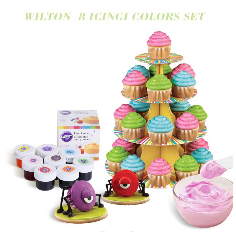 Wilton matfärg 4/8 färg set bakning råmaterial kakkräm matfärg gel bakverktyg för kakor kökstillbehör