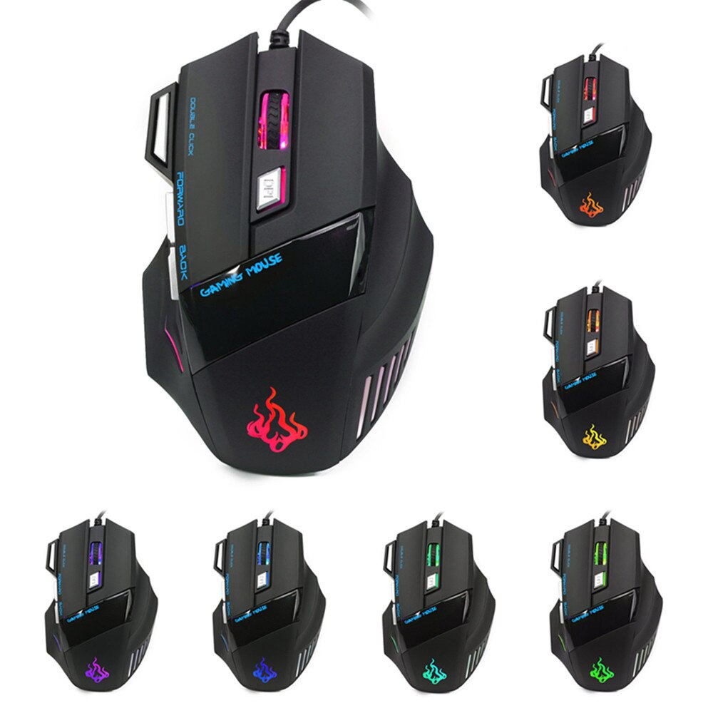 Nowy 5500 Dpi 7 przycisk Led optyczna przewodowa mysz dla graczy z Usb myszy dla Pro Gamer Pc Desktop Office Entertainment akcesoria do laptopa