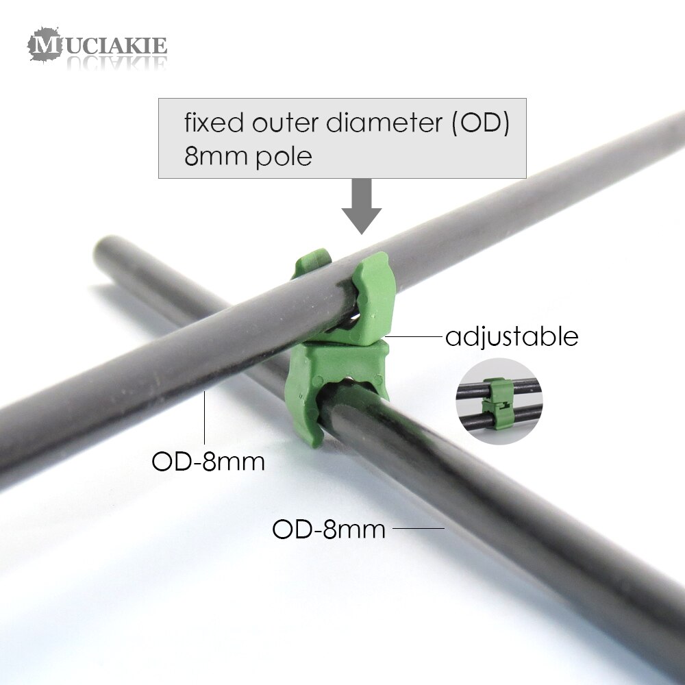 30PCS 8.0MM Groen Plastic Fastener 360 Graden Roterende Vaste Klem voor Tuin Stakes Universele Clips Kas Beugel Pole