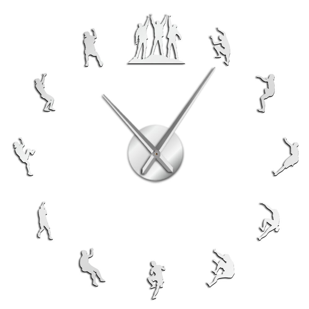 Horloge murale 3D effet miroir d&#39;escalade, de Sport d&#39;escalade, grande horloge murale suspendue, pour lui: Silver / 27inch