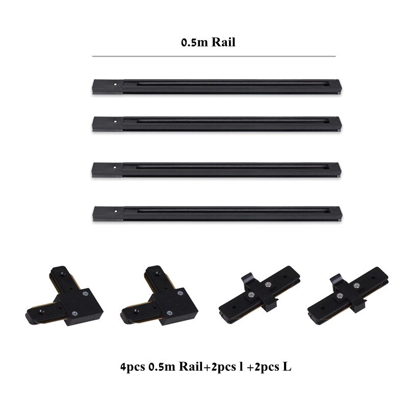 LED track light rail 0.5M 1M black white aluminum 2-wire system track light universal track for spotlight: 4pcs 0.5m / white