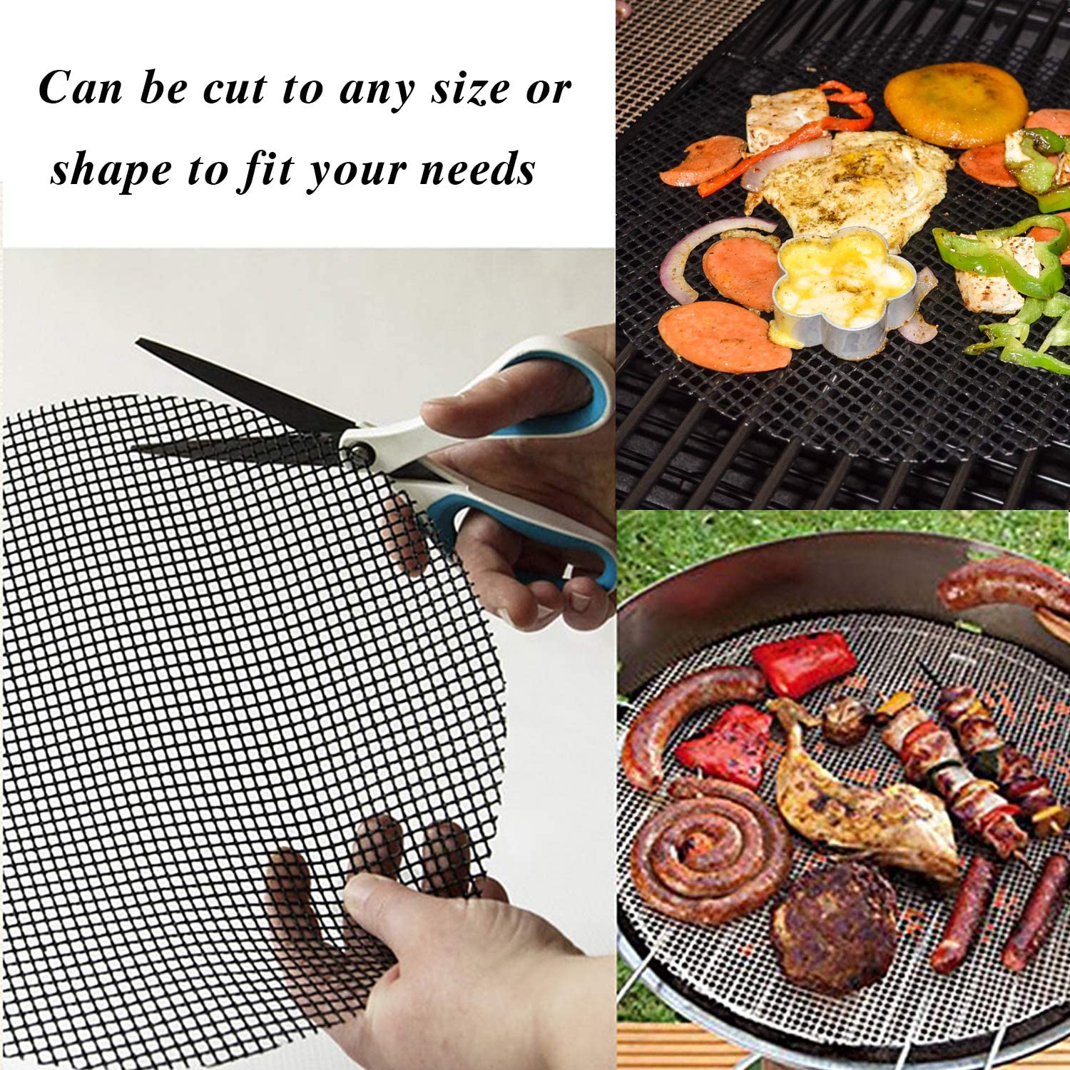 BBQ Grill Mat Non Stick Grill Mesh Mat Reusable Barbecue Baking Mats Grill Mat Mesh for Smoker Pellet Gas Charcoal Grill 33x40cm